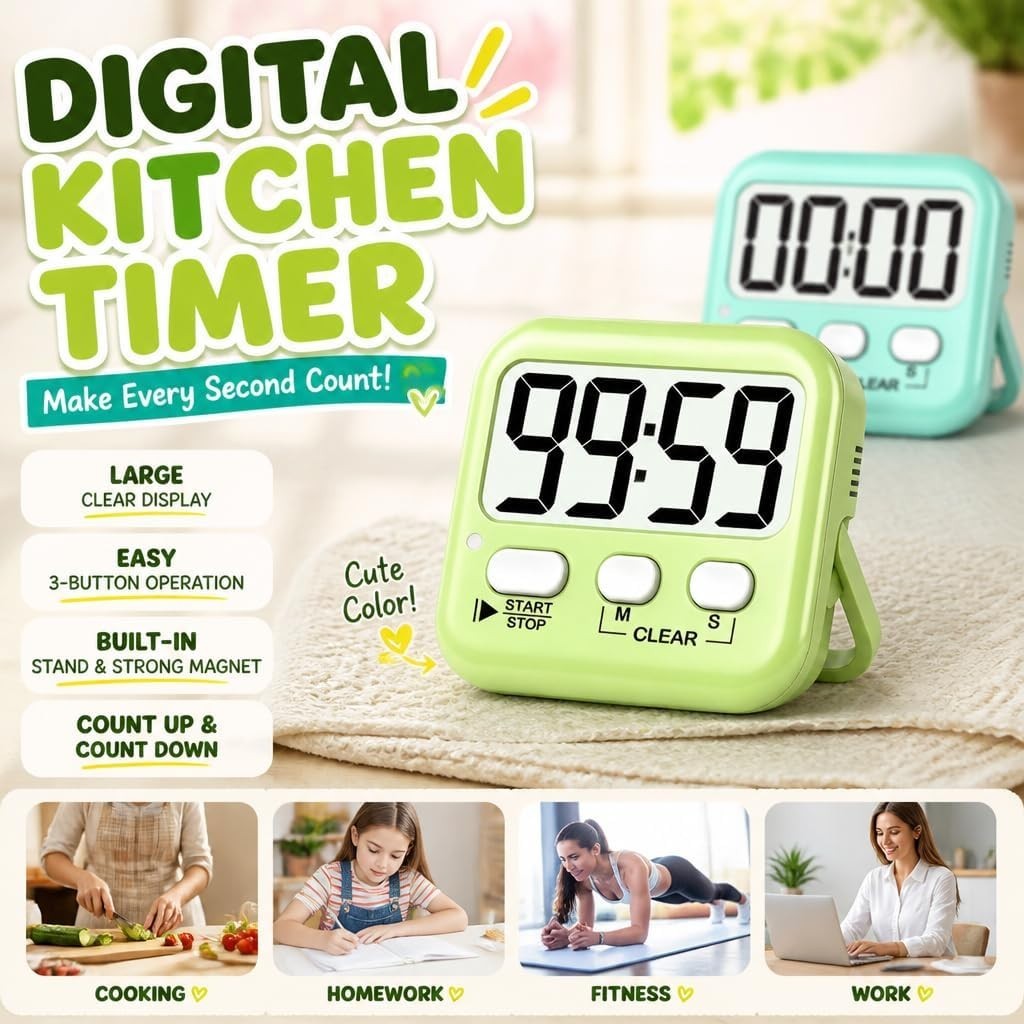 2 Pack Digital Timer for Kids Classroom Kitchen Timers for Cooking | w/ Batte...