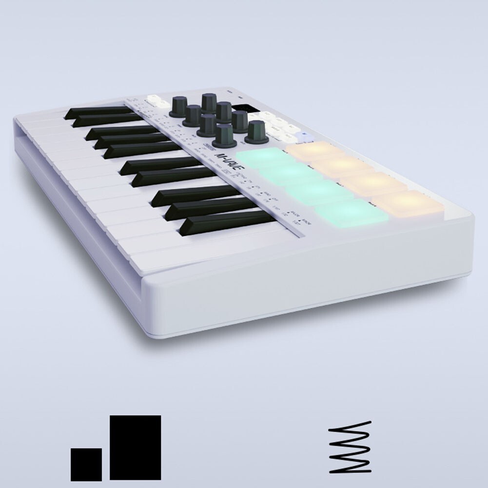 For M VAVE MIDI 25Key USB MIDI Control Keyboard Controller 8 Backlit Drum Pads 8