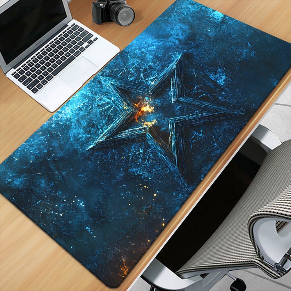 A Cool Blue Star-Shaped Mouse Pad - Rubber, And Non-Slip Desk Mat, Suitable fo