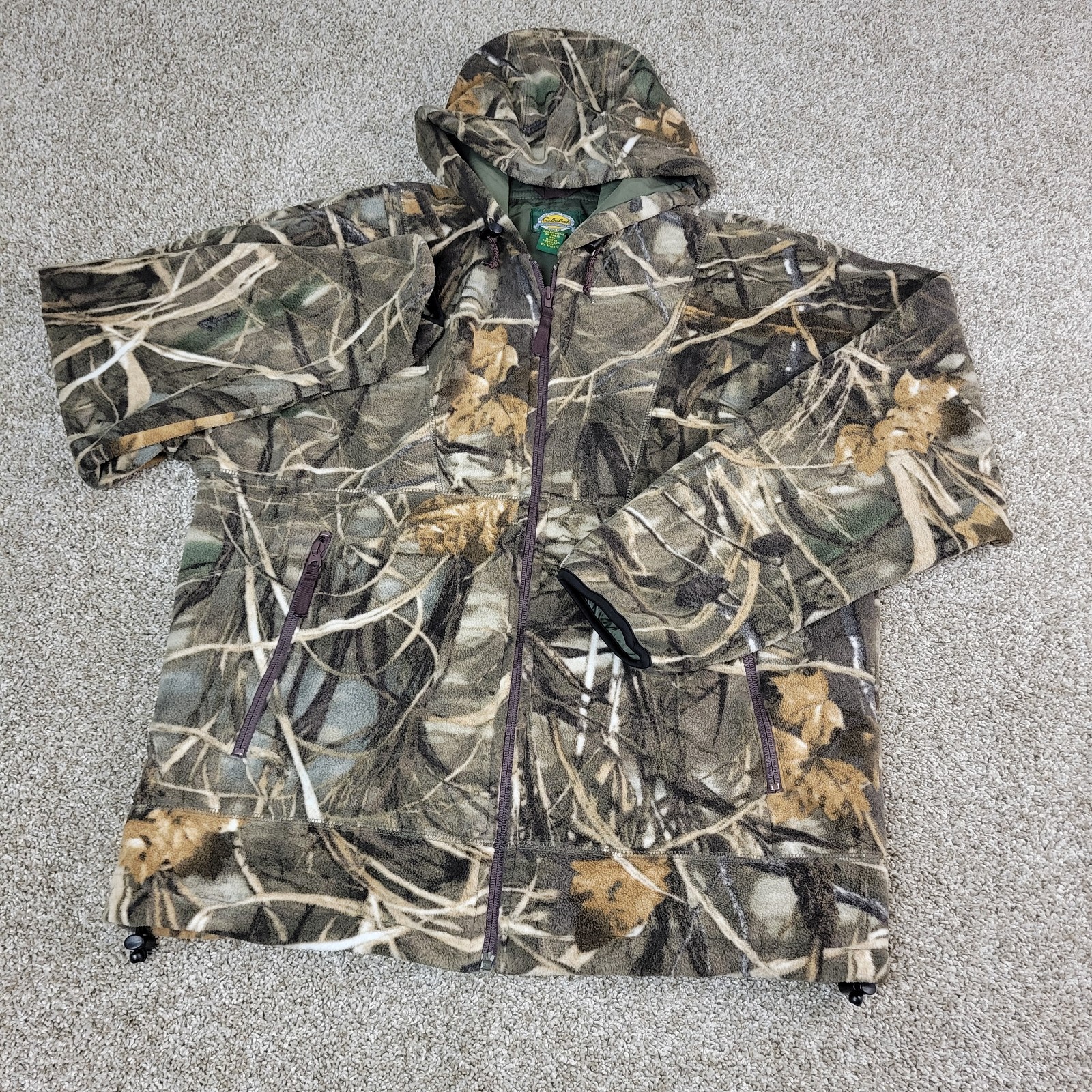 Cabelas Mens Medium Regular Realtree Camo Fleece Full Zip Hoodie Jacket