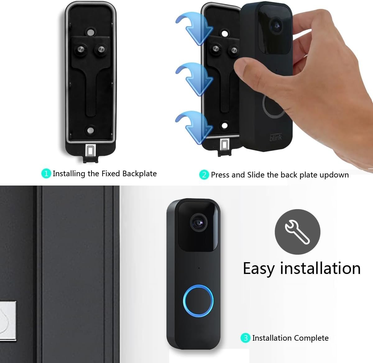 2-Hole Compatible Blink Doorbell Mount with Easy Installation & Safety Features