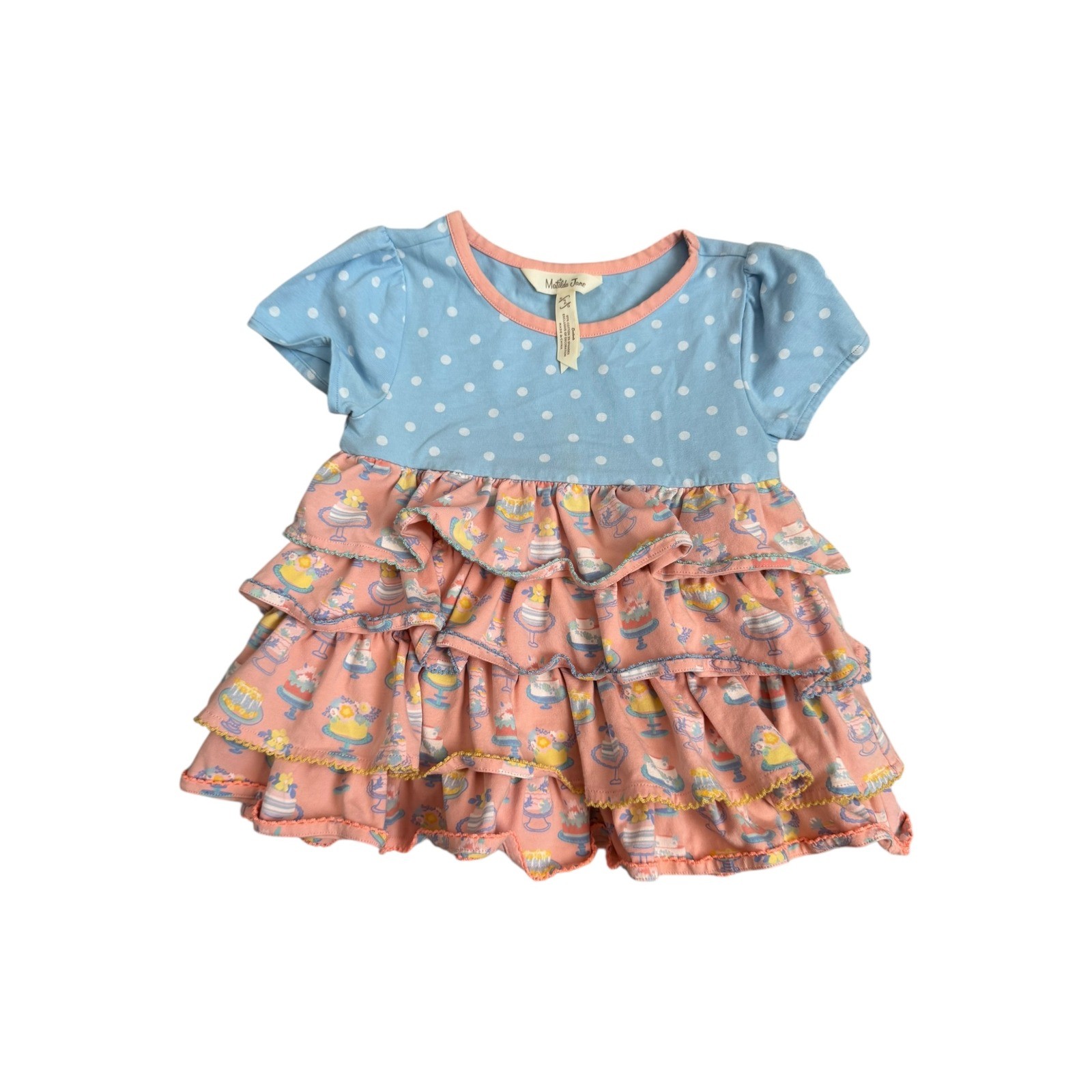 Matilda Jane Dream Chasers Piece of Cake Ruffle Top Polka Dot Girls Size 2T