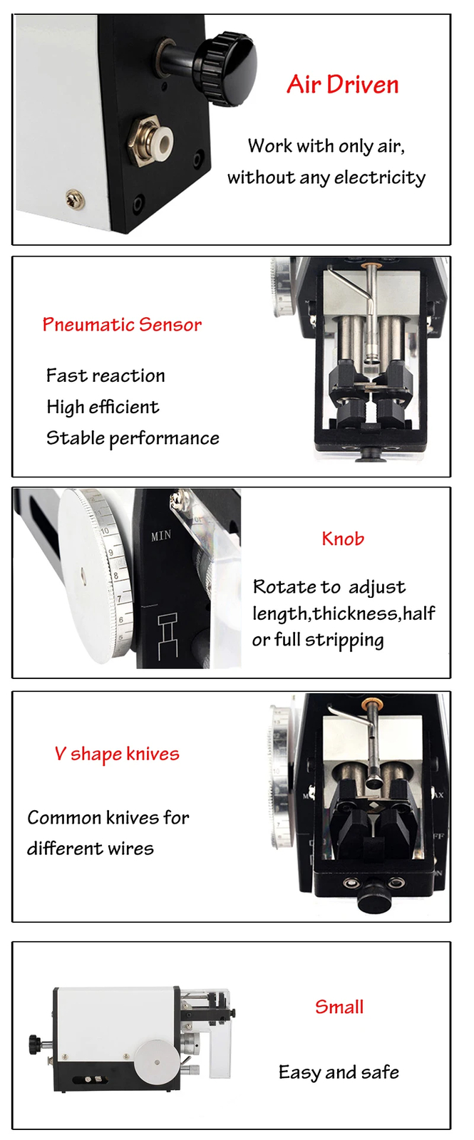 Inductive Pneumatic Wire Stripping Machine Portable Electronic Wire Peeler