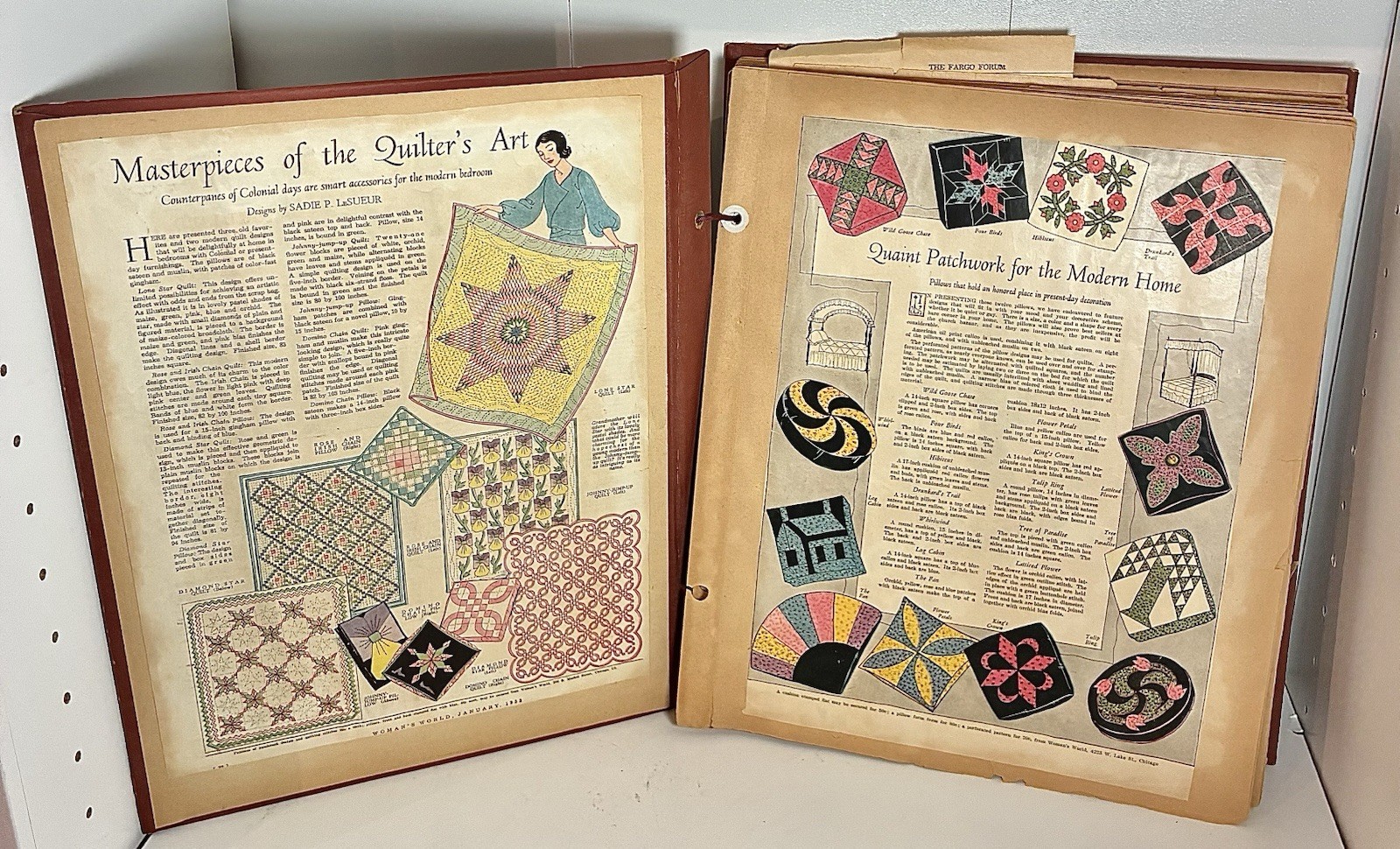 Vintage Quilting Scrapbook, Dozens Of Newspaper And Newspaper Clippings