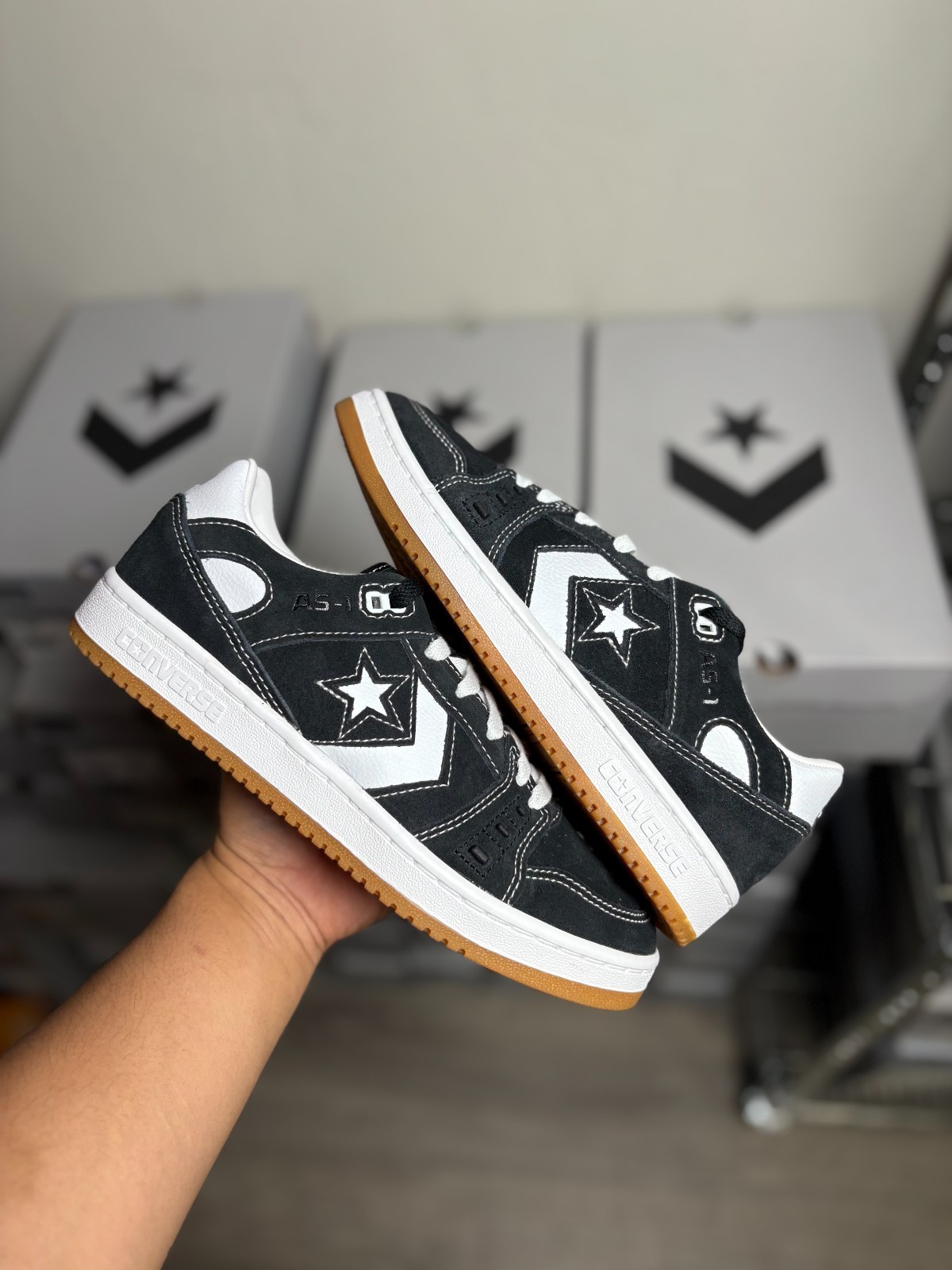 Size 4.5-12 - Converse CONS AS-1 Pro Suede Mens Sneakers Black White Gum A04144C