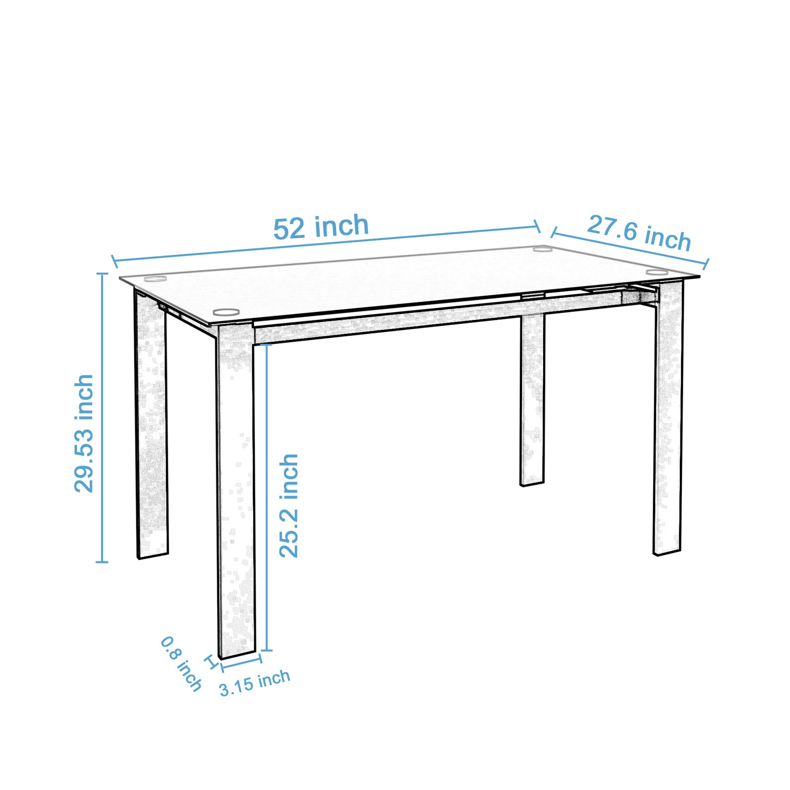 Modern multi-functional black glass dining table - black, iron pipe legs
