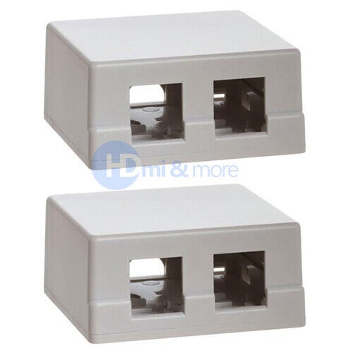 2x Double Hole Surface Mount Keystone Jack Wall Box 2 Port