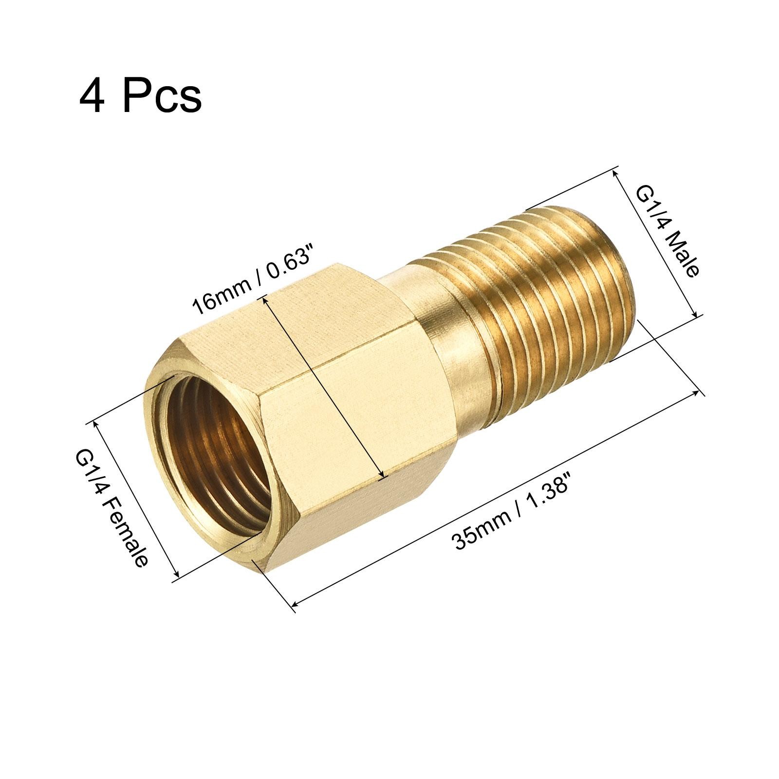 Brass Pipe Fitting G1/4 Adapter 35mm Extension Connector Hex Coupling 4 Pack