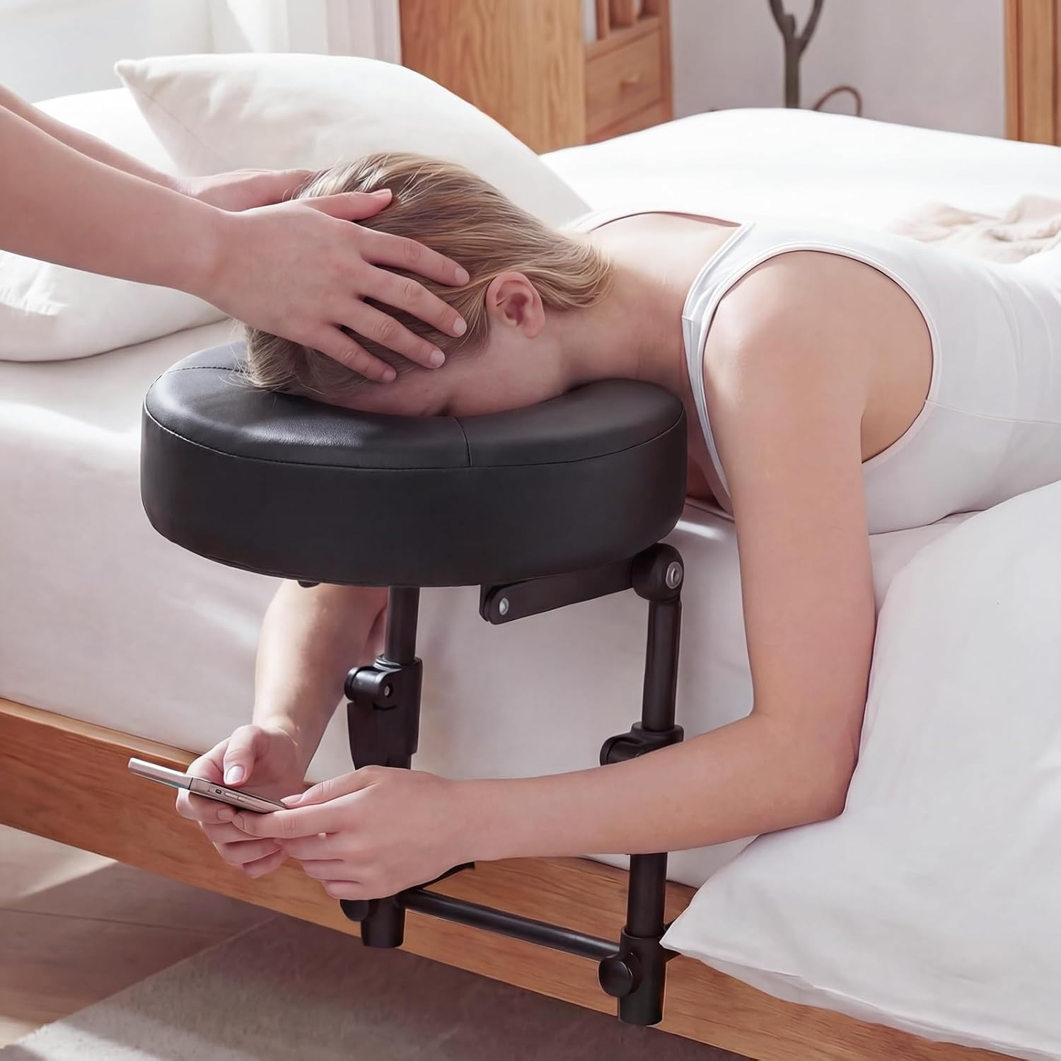 Portable Massage Headrest for Bed, Easy-Install Adjustable Face Cradle with Memo