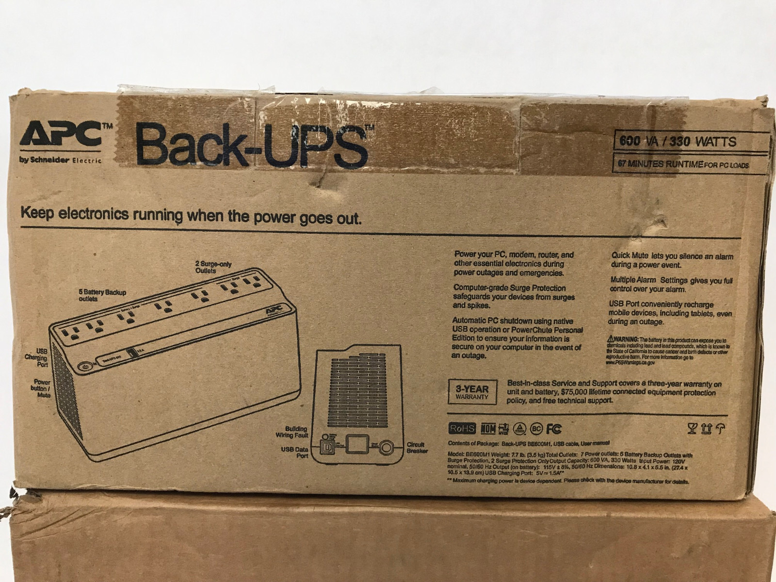 RIB FUNCTIONAL DEVICES PSH600-UPS-STAT ENCLOSED UPS INTERFACE BD W/600VA UPS