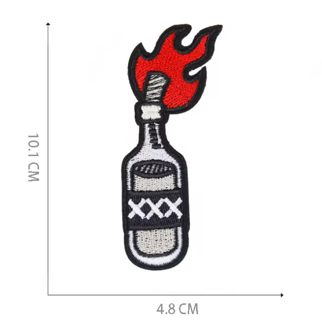 Molotov Cocktail LIT - 4" Embroidered Iron On Biker Patch