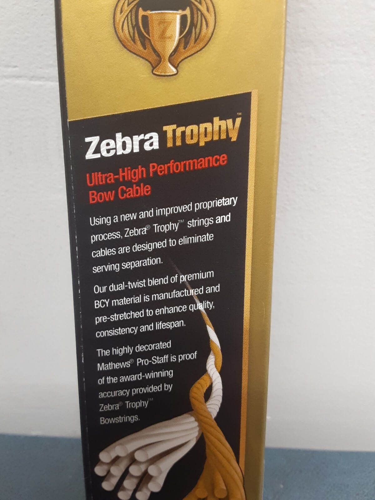 Zebra Trophy Bow Cable/ 13" Black Halon Series - NEW