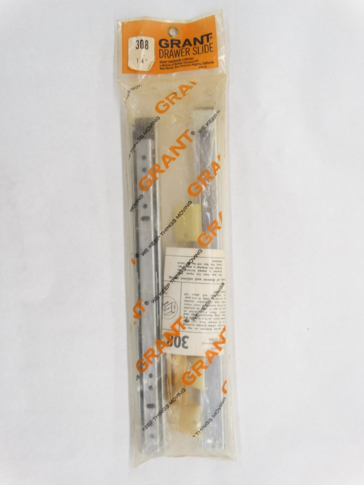 Vintage NOS GRANT #308-14" Under-Drawer Mounted, Full Extension Drawer Slide