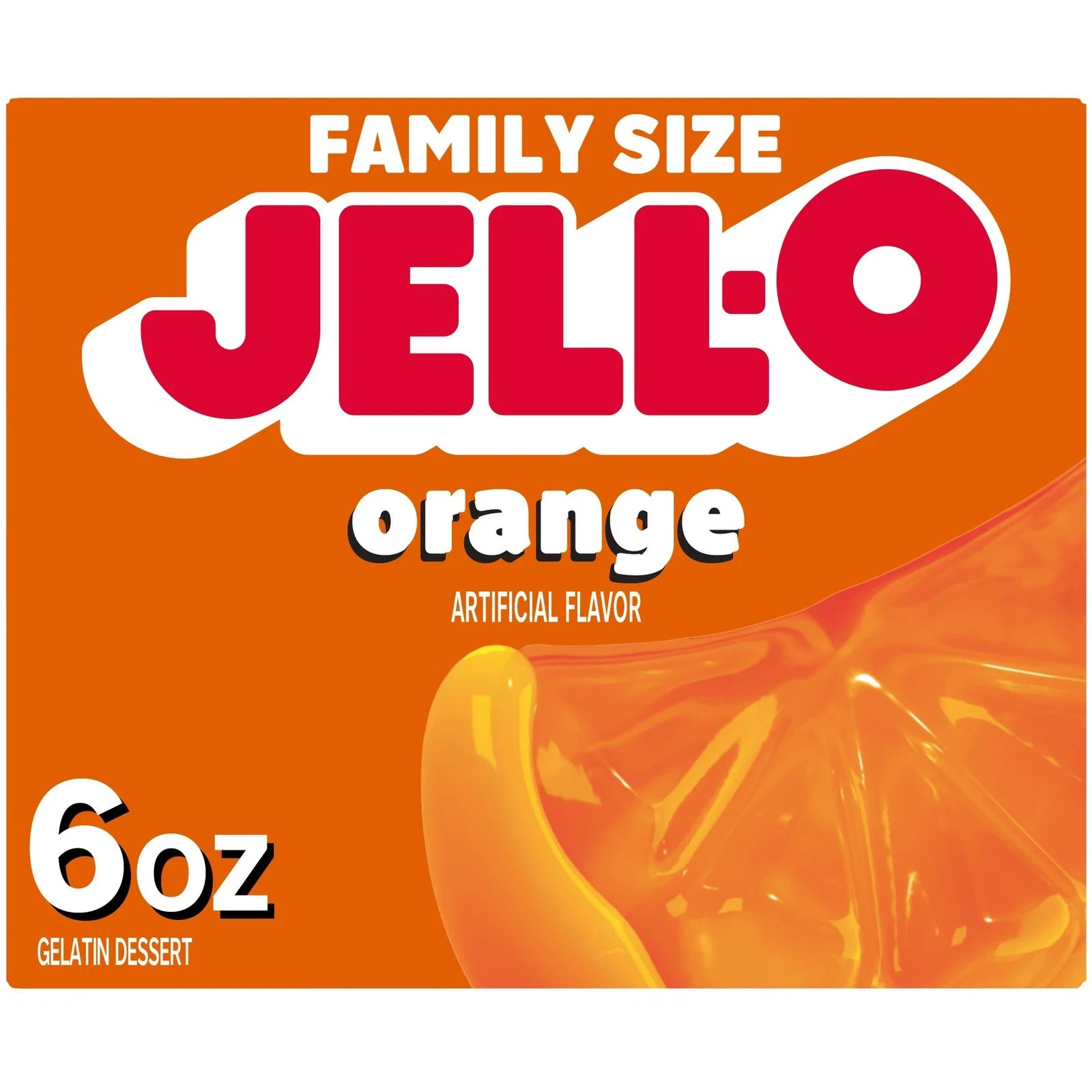 Jell-O Orange Gelatin Dessert Mix, Family Size, 6 oz Box 6 Ounce (Pack of 1)