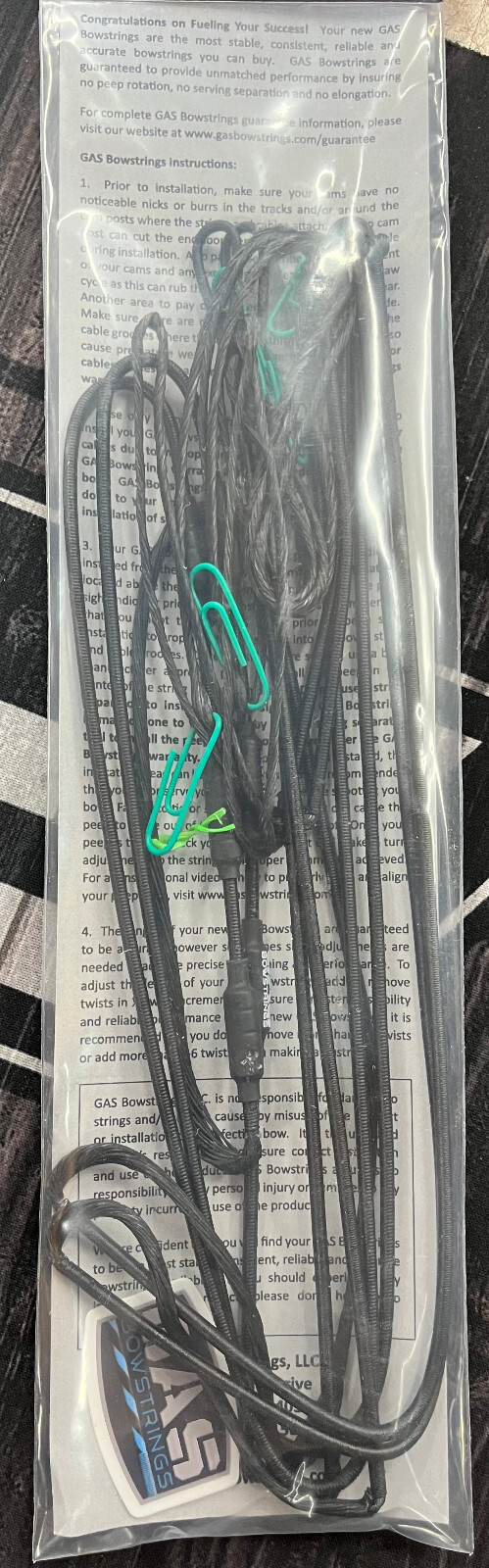 Gas Mathews Switchback BowStrings String Cable W/Speed Nocks Black