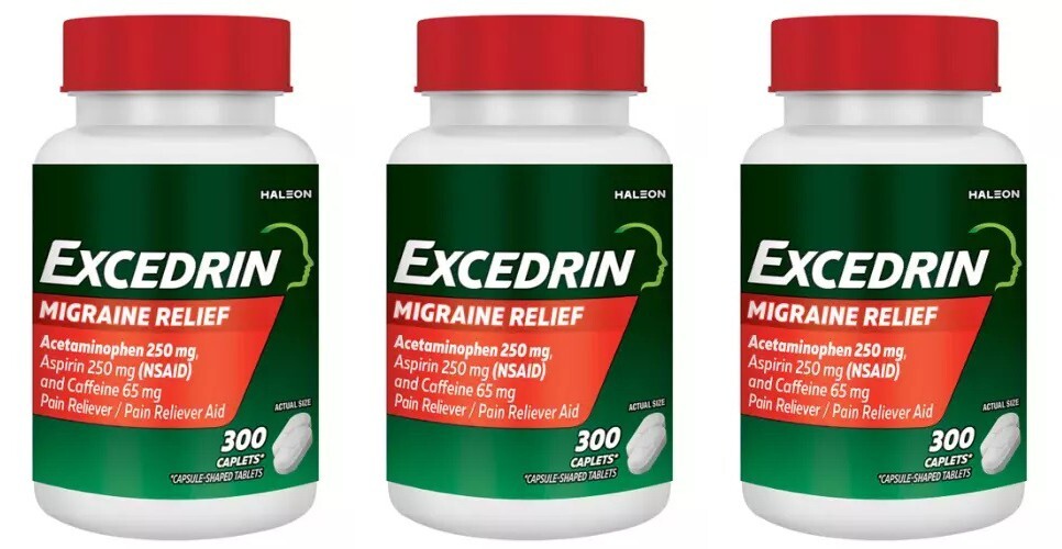 3 X Excedrin Migraine for Migraine Relief, 300 Caplets