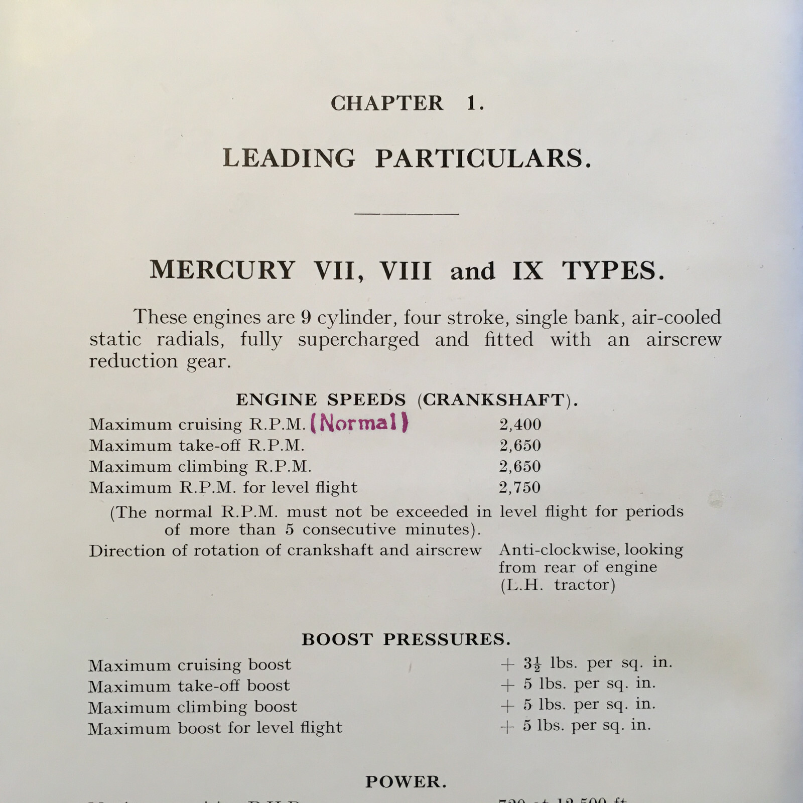 1937 Maintenance Notes for Bristol Mercury Engine, Series VII, VIII & IX.