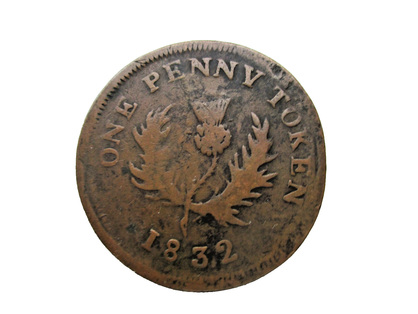 1832 One Penny token George IV Copper