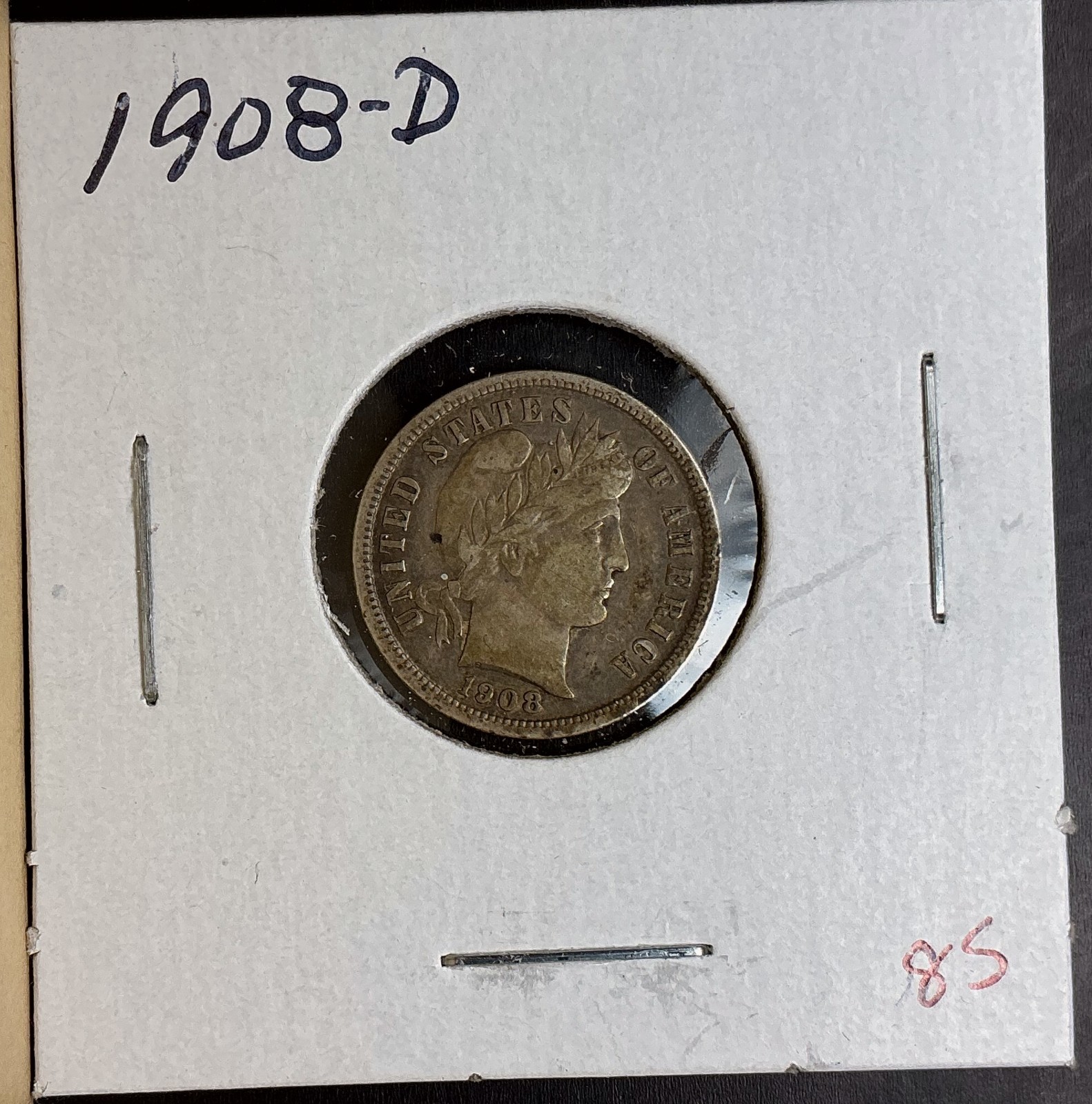 1908-D VF Barber Liberty Dime Denver Choice higher grade better date silver