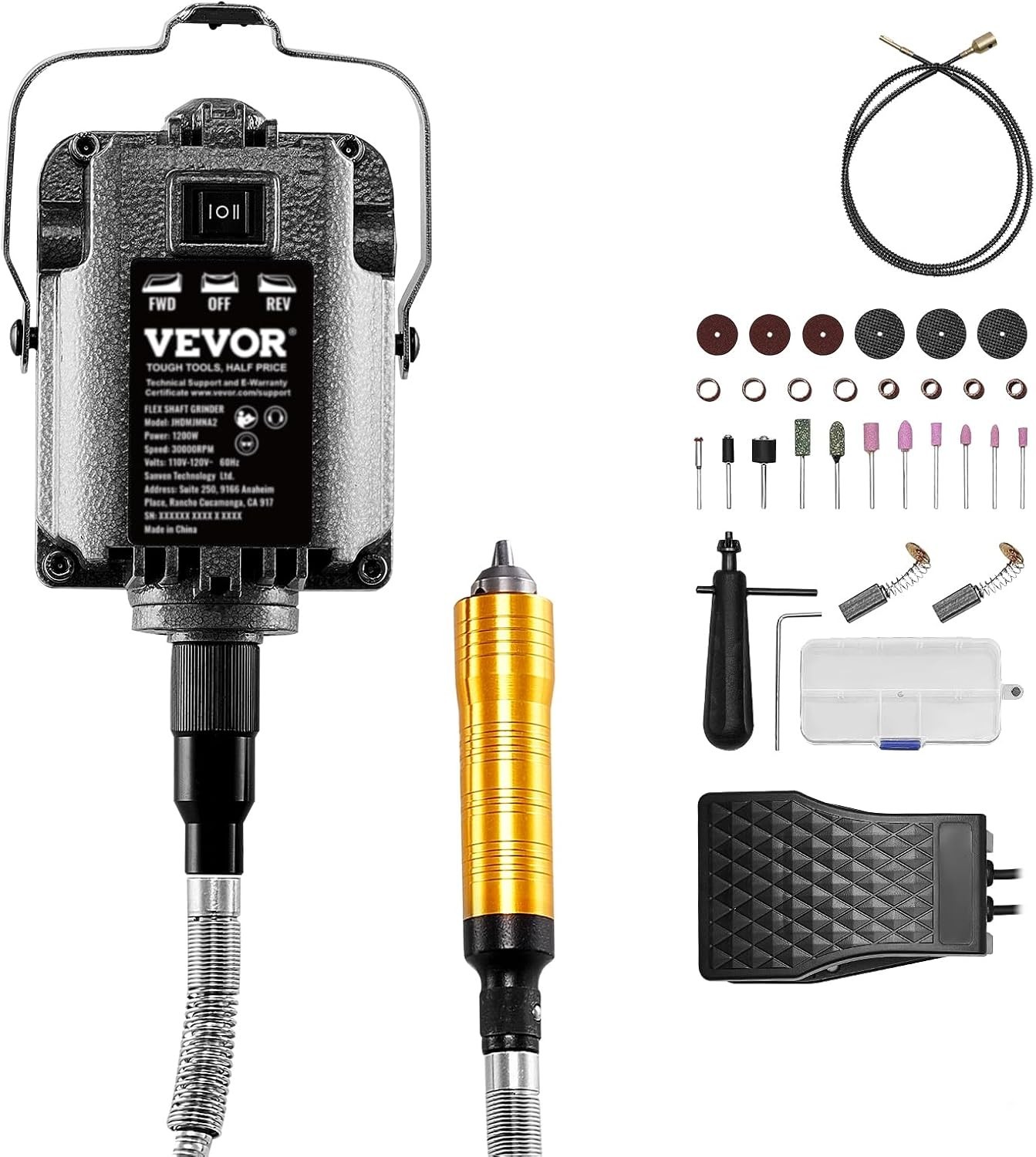 Flex Shaft Grinder, 1200W 30,000RPM Electric Flex Shaft Rotary Tool Carver,....
