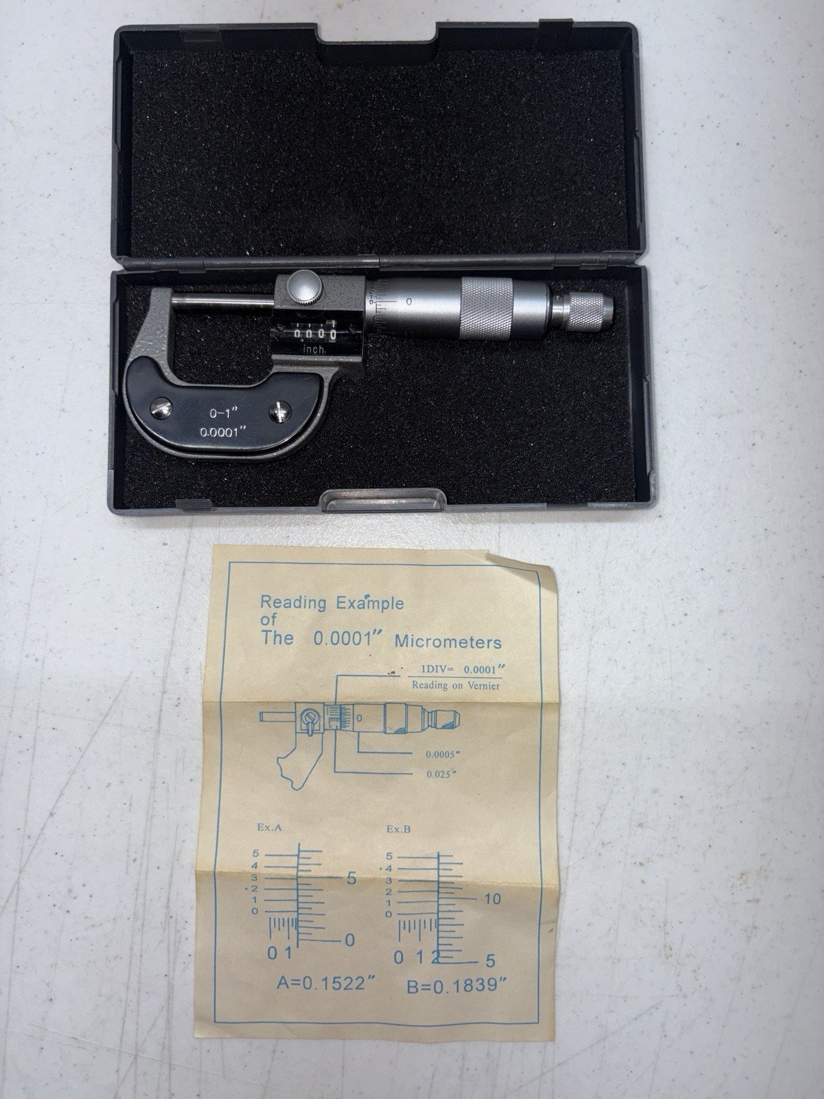 0-1" Precision outside Micrometer 0.0001" in case