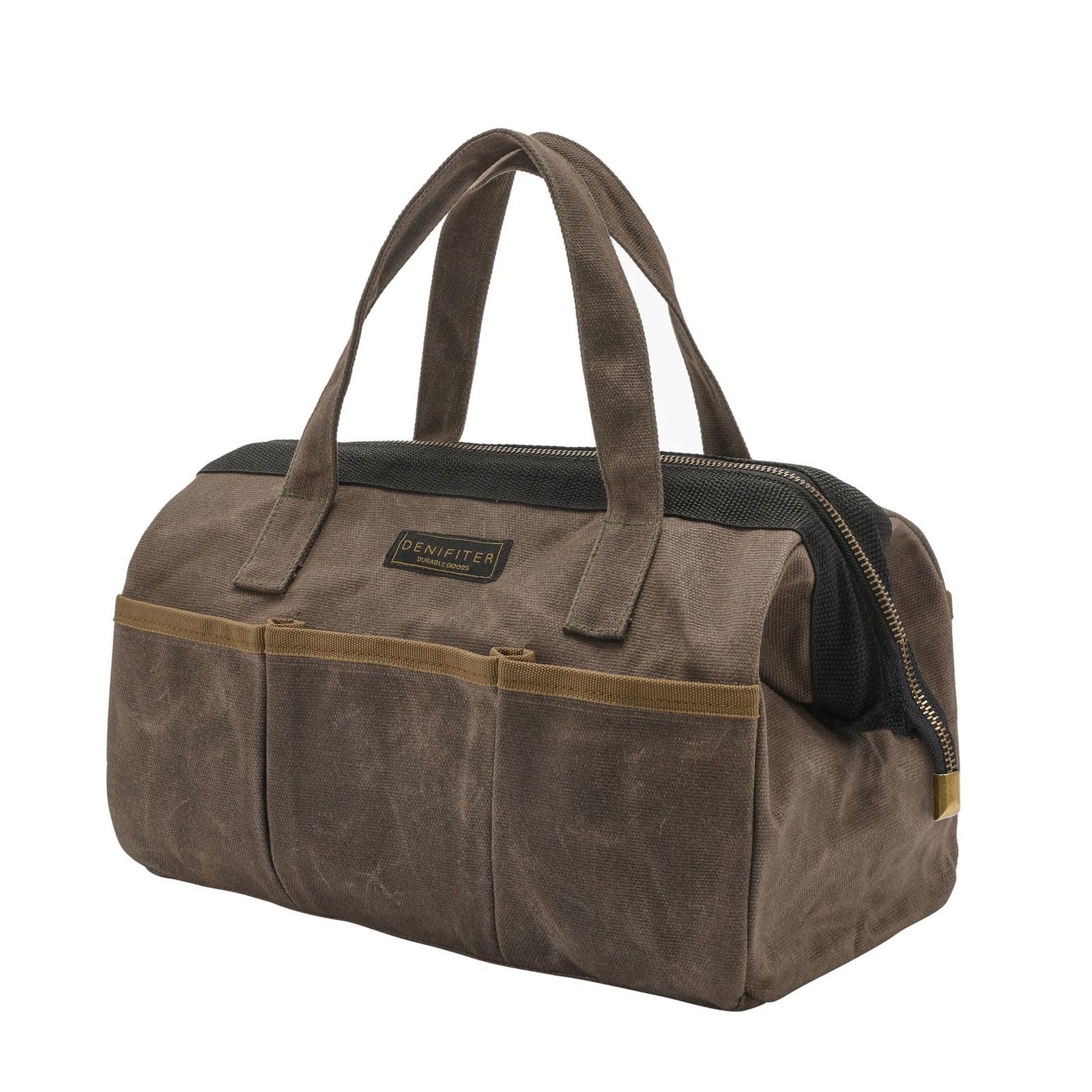 Tool Bag, 13-inch Heavy Duty 16oz Waxed Canvas Wide Mouth Water-Resistant Too...