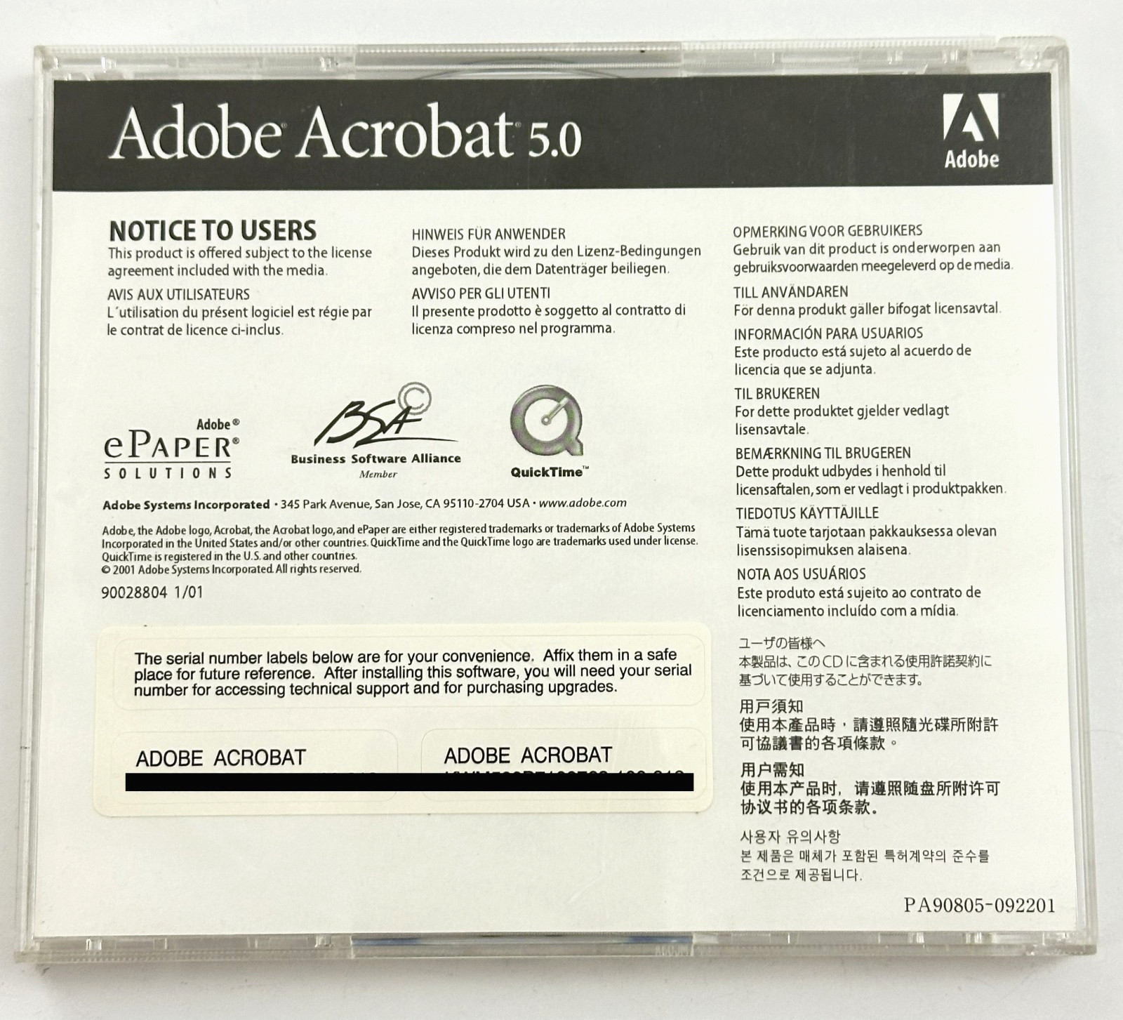 Adobe Acrobat 5.0 For Windows 95/98/XP CD-ROM w/ Serial Tested Genuine