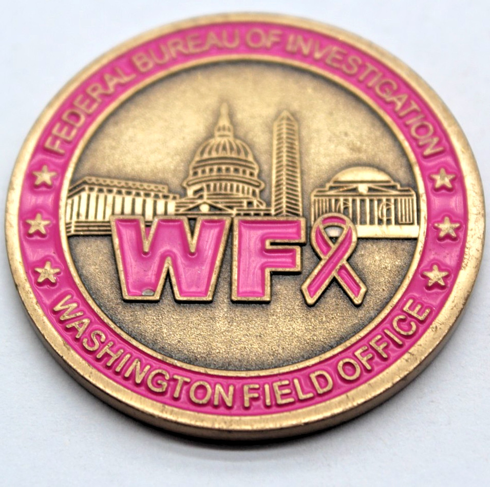 FBI Washington Field Office Pink Ribbon Challenge Coin 1.74" Antique Bronze