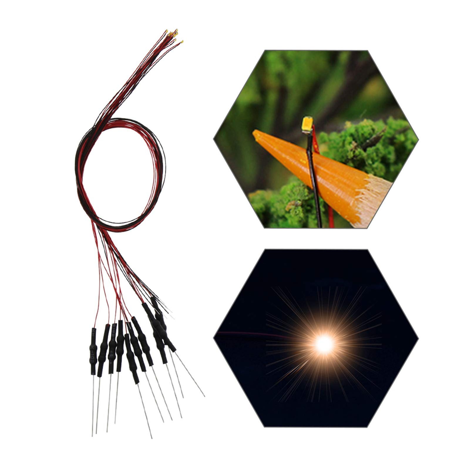 Evemodel L0402WM 20pcs Pre-Wired SMD LED 0402 Warm 0402 Prewired, White