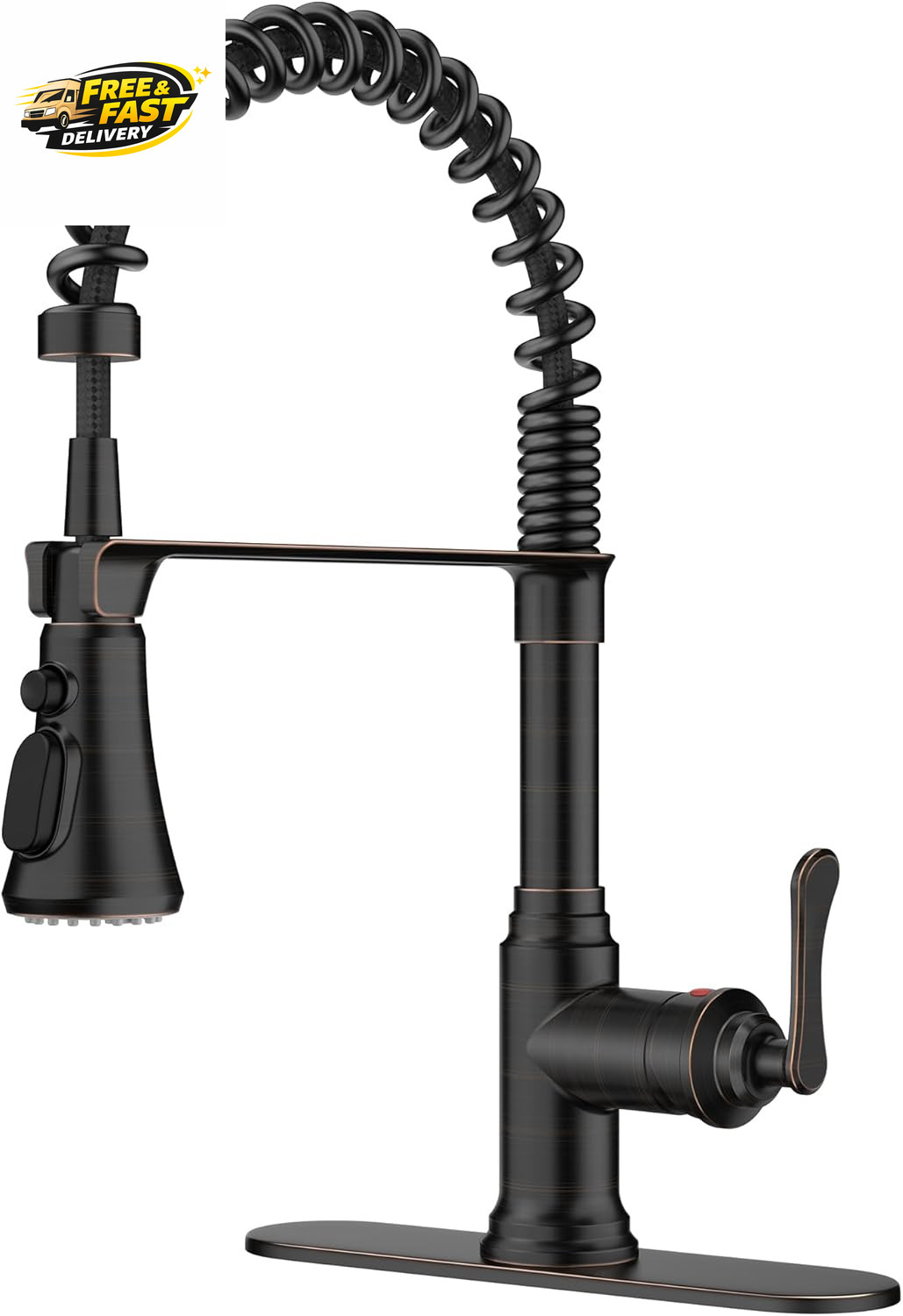 Rustic Kitchen Faucet with Pull down Sprayer Oil Rubbed Bronze, 3 Modes Stainles