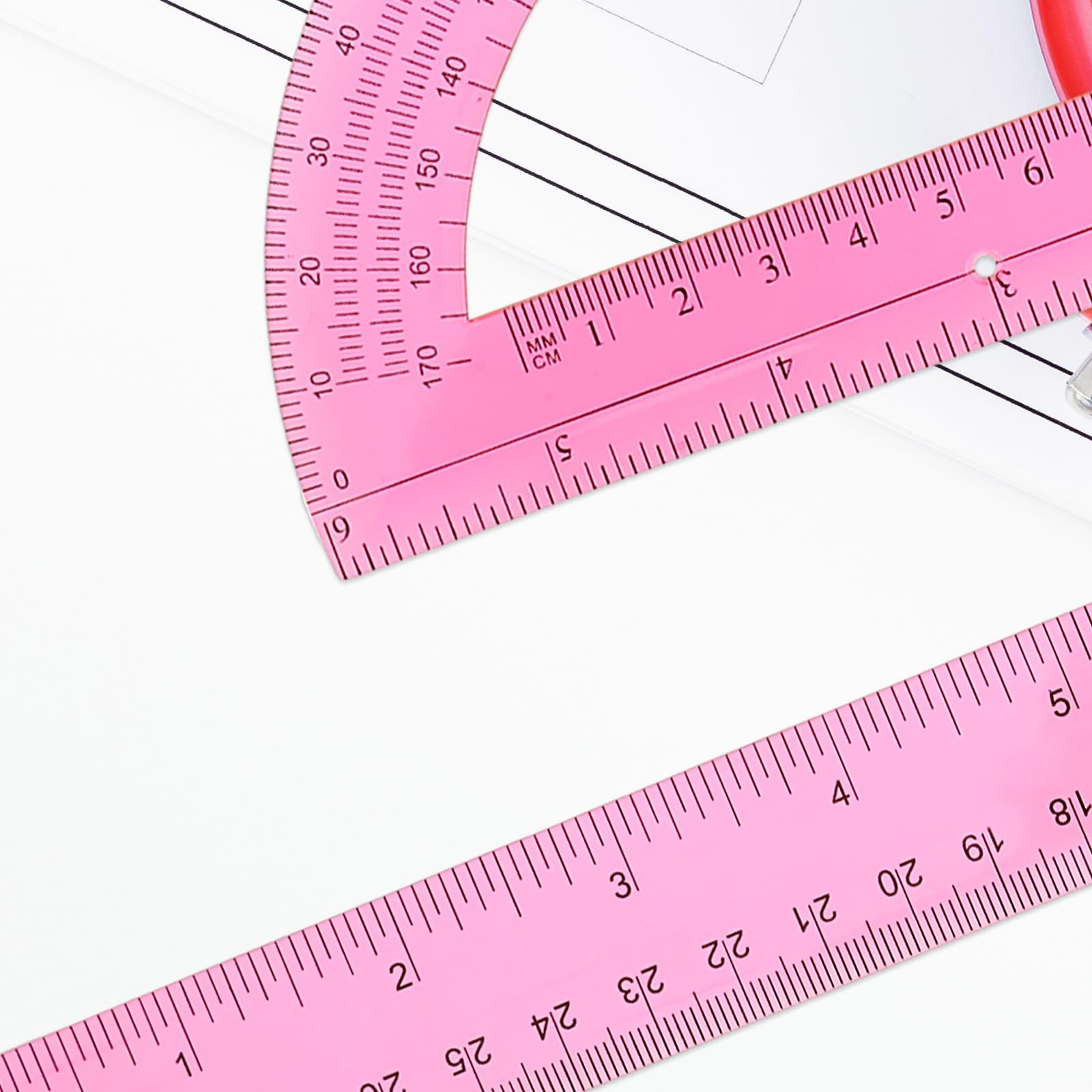 2 Pack Protractor and Ruler Set, Plastic 12 Inch Ruler and 6 Inch Protractor,...