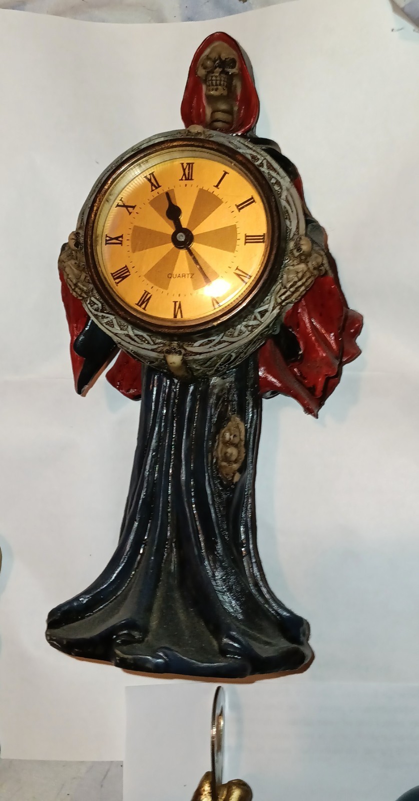 GRIM REAPER CLOCK STATUE MINT CONDITION RARE SMOKE-FREE