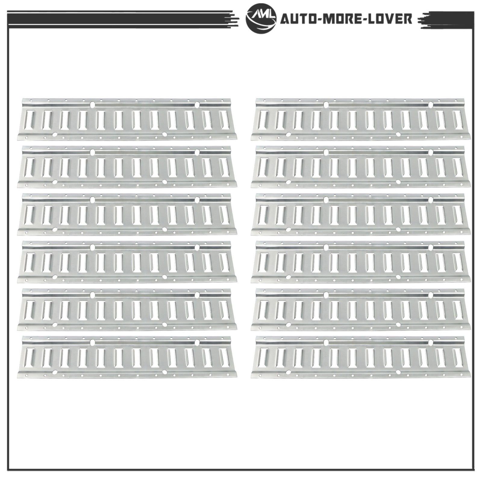 12 Pack 2' E Track Tie Down Rail Kit For RV Trailer Camper Truck Steel Silver