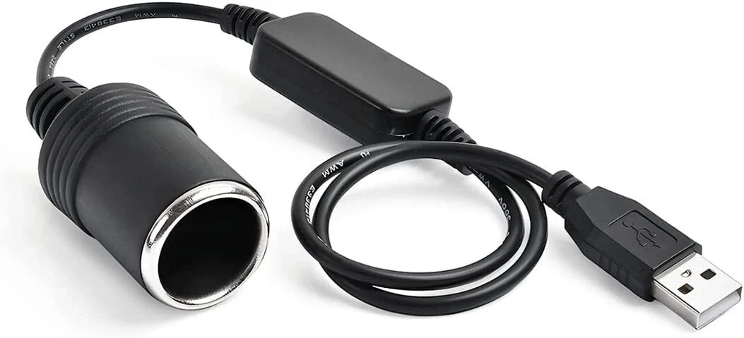 USB To 12V Car Cigarette Lighter Female Socket Converter Adapter Cable Connector