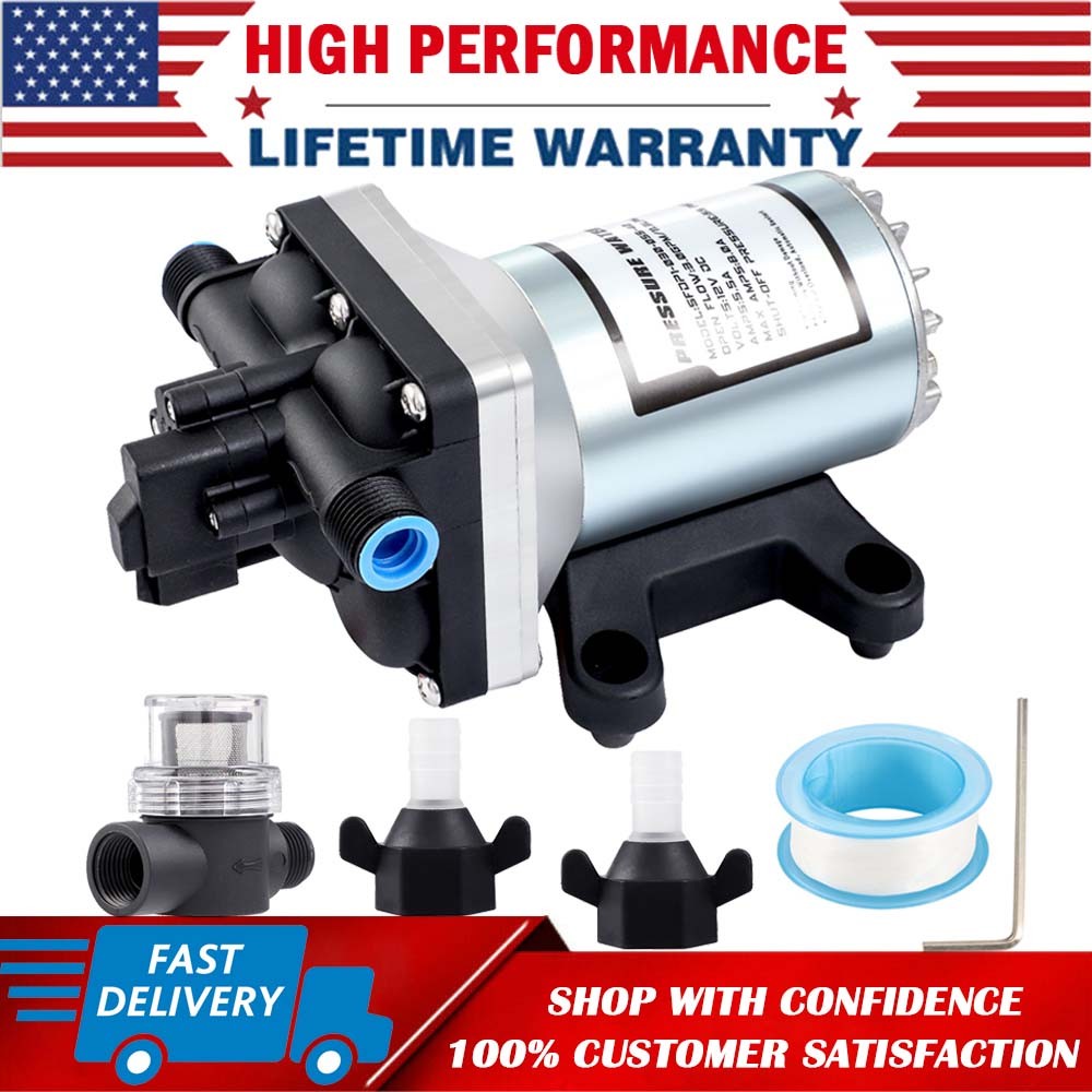 Water Pressure Pump 12V 3.0GPM 55PSI Self-Priming For Marine Caravan RV Off-Grid