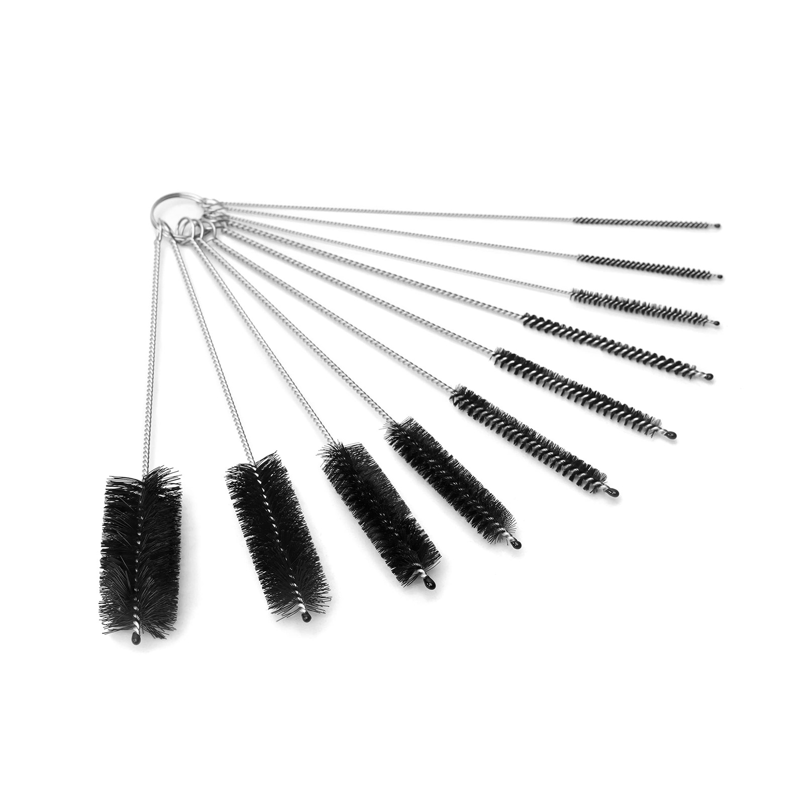 Long Straw & Pipe Cleaning Nylon Brushes | 10 Brush Set 8 inches | Black