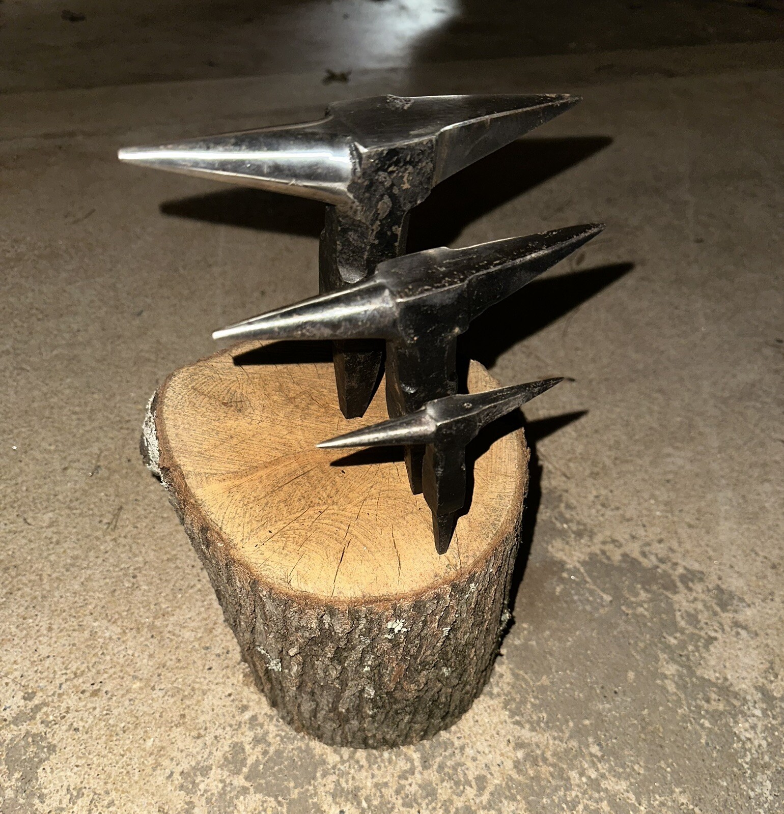 Blacksmith Tools Stump Anvil Set Of 3 Hardy Hole Or Vise Anvil Tool Set