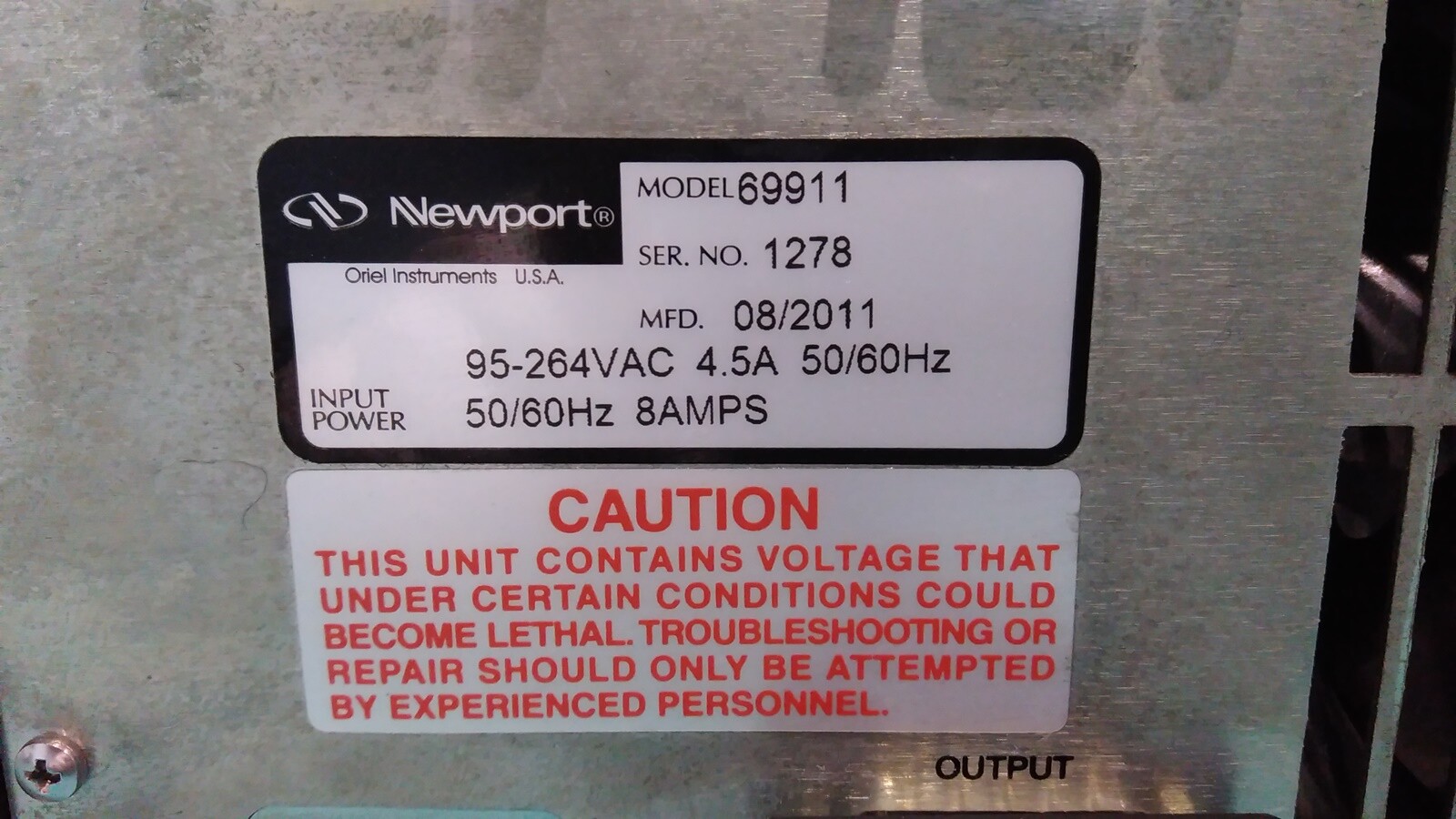 [Used] Newport / 69911 / POWER SUPPLY, 95-264VAC 4.5A 50/60Hz, 8AMPS