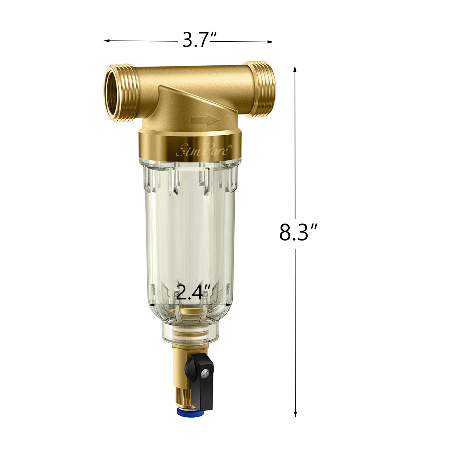 Reusable Spin Down Sediment Water Filter Whole House 40 Micron Pre-Filter System