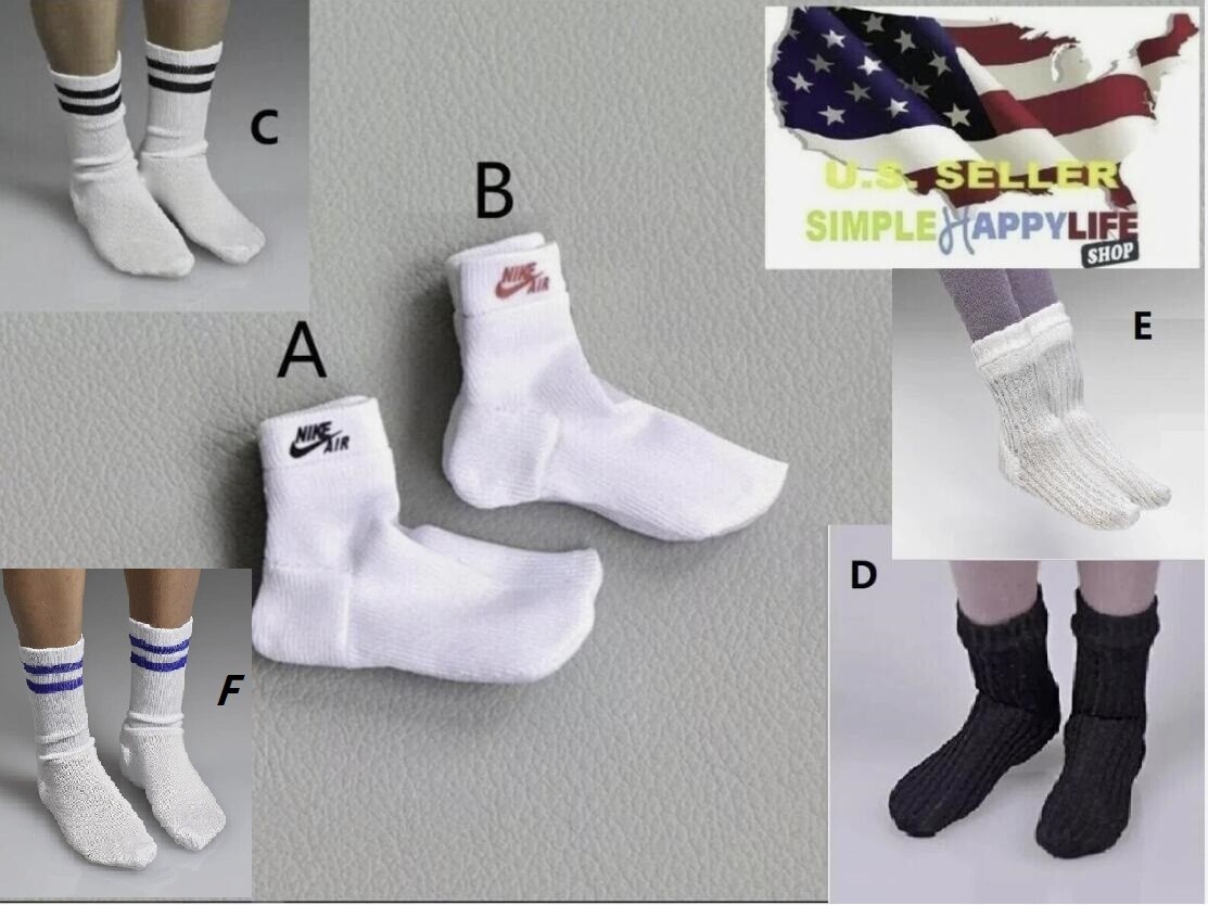 1/6 sport white black socks for 12" figure female male hot toys phicen ❶USA❶