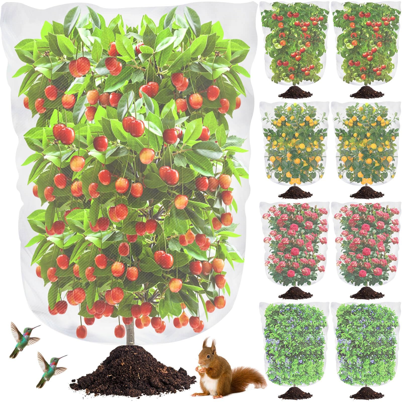Mckanti 8 Pack Bird Netting for Blueberry Bushes, 3.2×5.2Ft 8 Pack, White