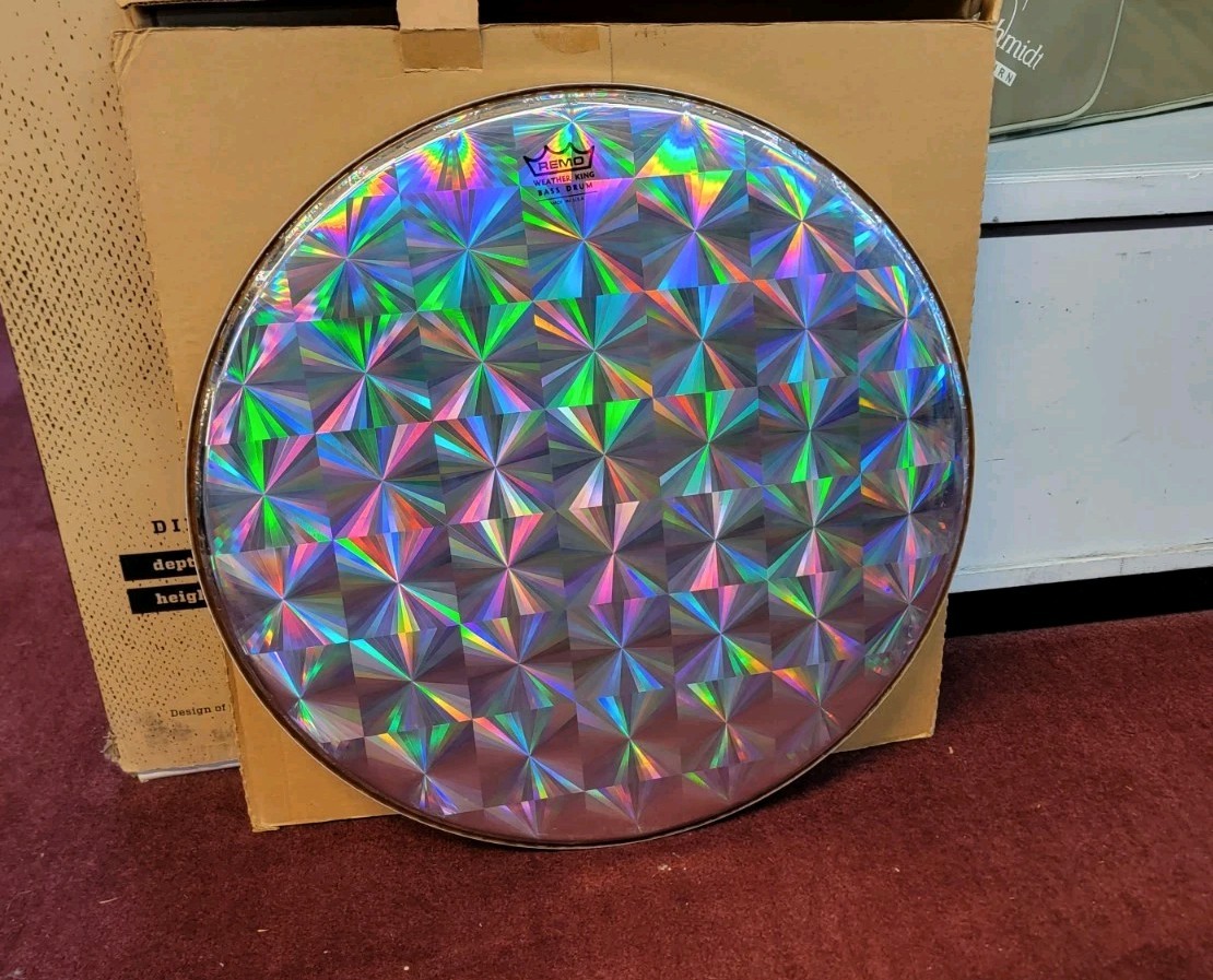 Remo BR-1422-45 Weather King Prizmatic Chrome Bass Drum Head 22 Inch RARE