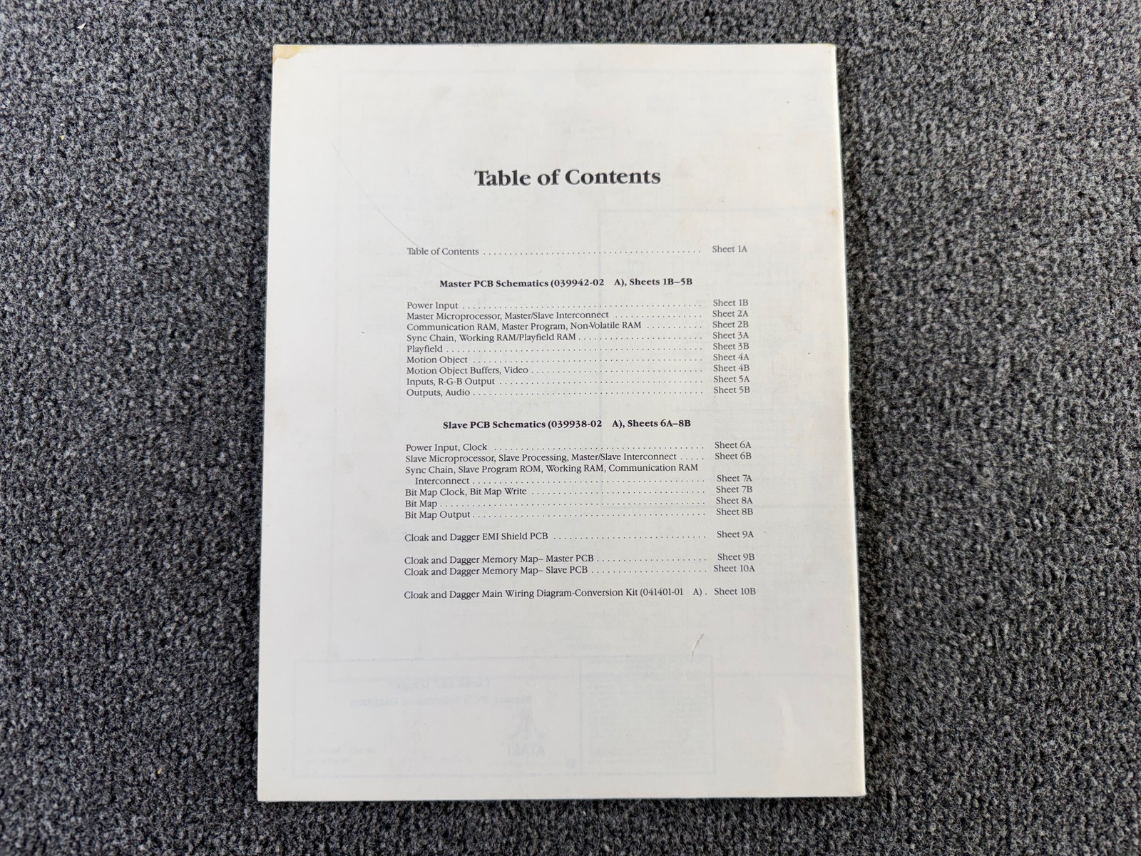 Atari Cloak & Dagger Arcade Video Game Manual Schematics Parts ORIGINAL