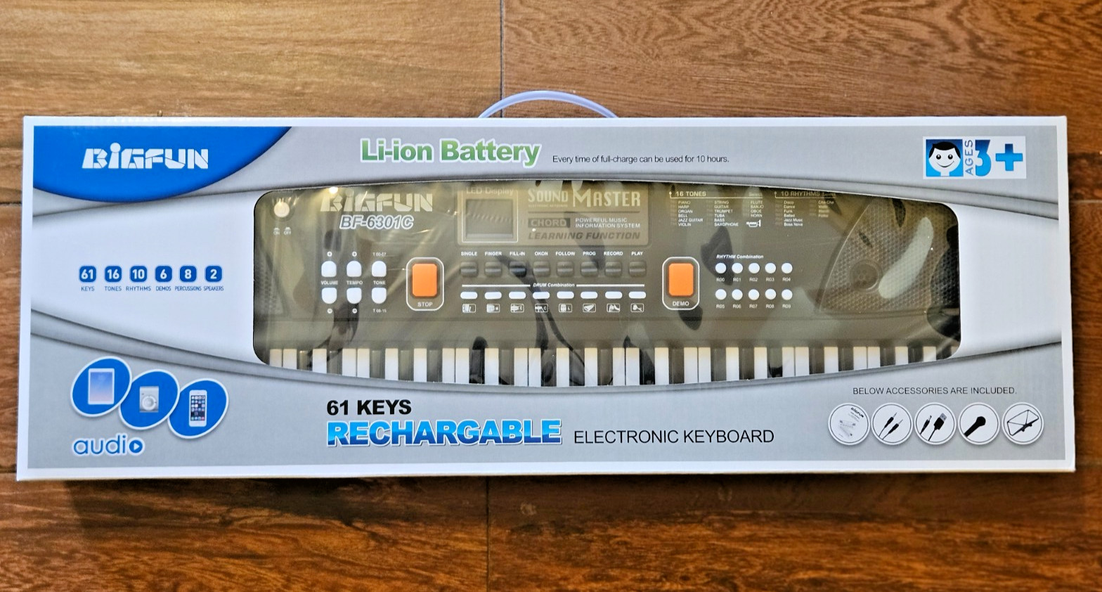 BIGFUN 61-Key Rechargeable Electronic Keyboard Piano w/Mic LED Display Kids