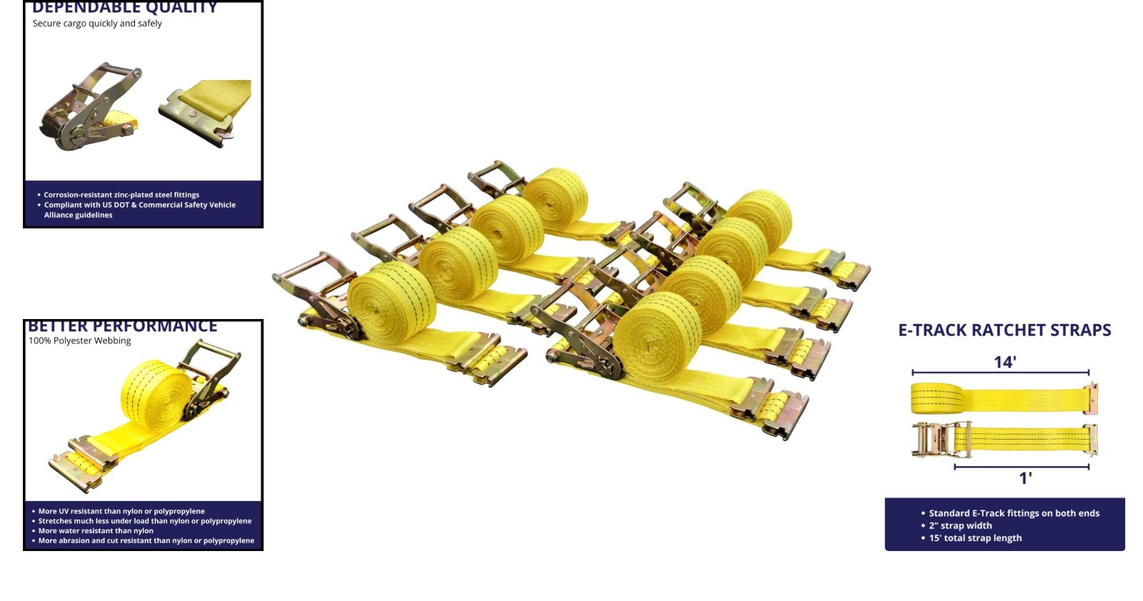 Cargo Control E Track Ratchet Tie Down Straps 2 In X 15 Ft 8 Pack