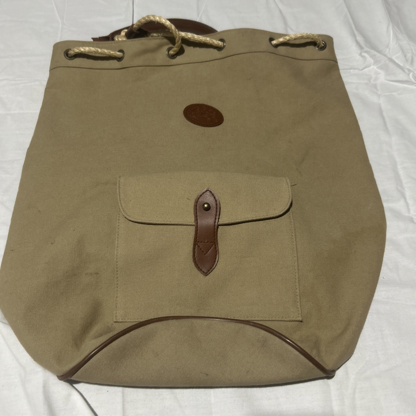 Vintage 90s Ralph Lauren Safari Traveler Khaki Canvas Leather Duffle Bag RARE