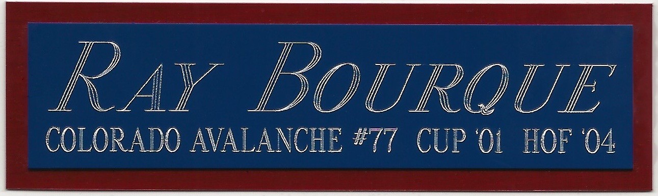 RAY BOURQUE AVALANCHE NAMEPLATE AUTOGRAPH Signed HOCKEY STICK JERSEY PUCK PHOTO