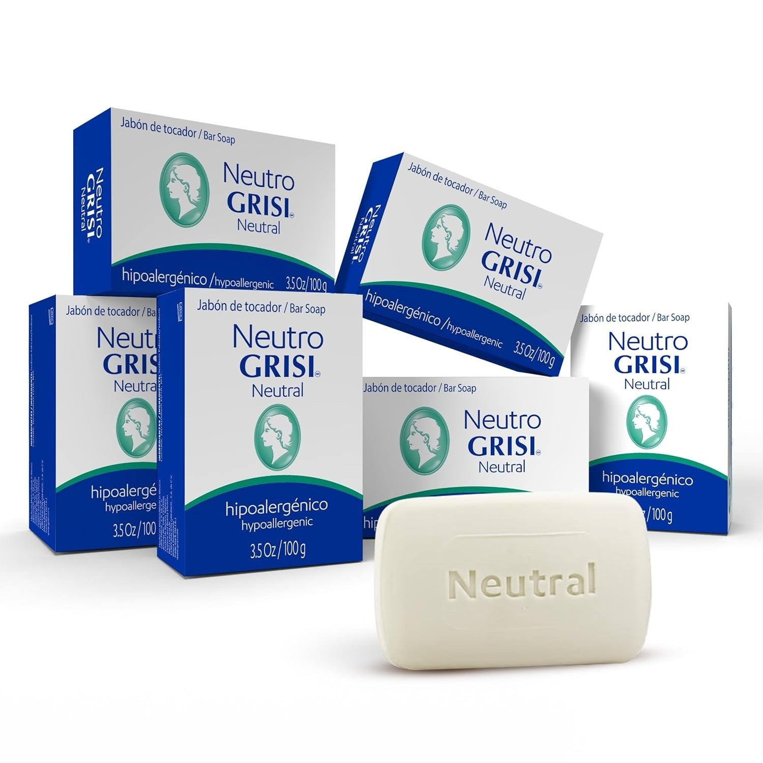 Neutral Hypoallergenic Bar Soap 6-Pack Fragrance Free Sensitive Skin 3.5oz