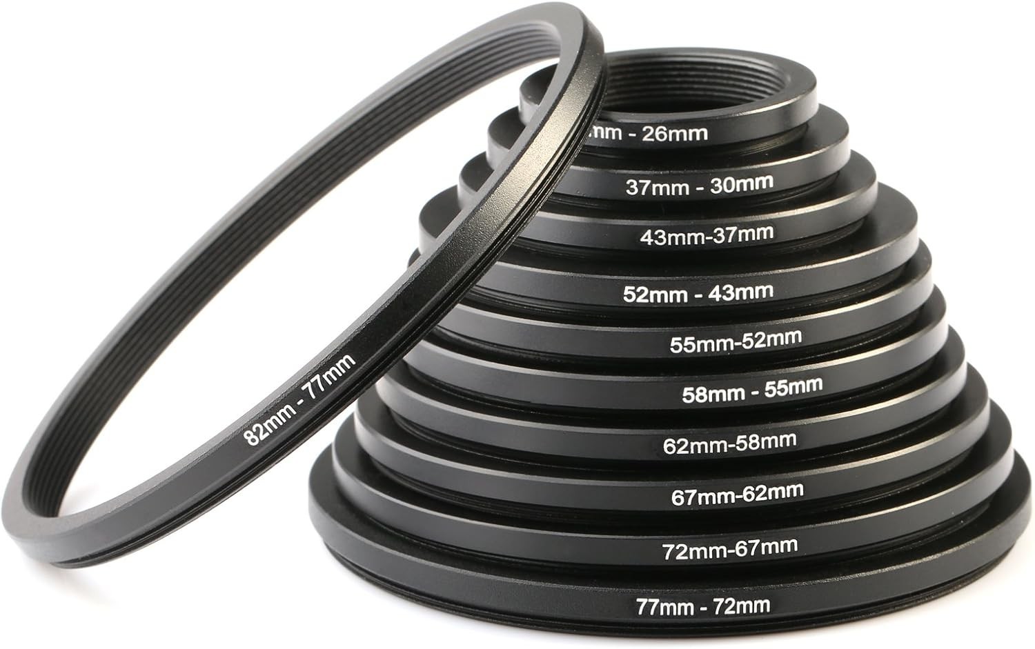 11Pc Lens Filter Adapter Rings Set - Metal Construction