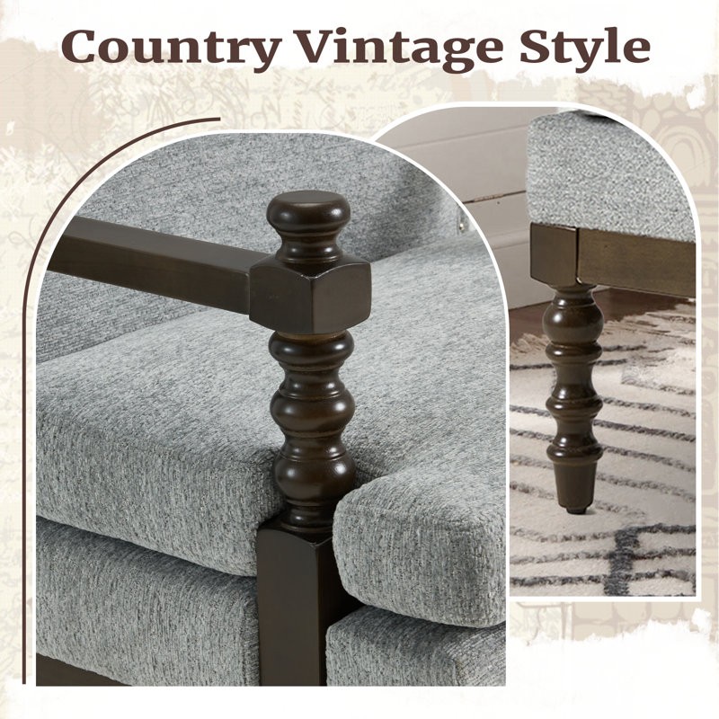 28" Wide Spindle Leg Accent Chair With Extra Lumbar Pillow And Solid Wood Legs